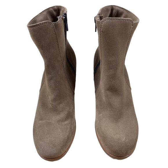 La Canadienne NWOB Krista Waterproof Suede Wedge Bootie Tan Size 7 Small Scuff - Picture 3 of 9